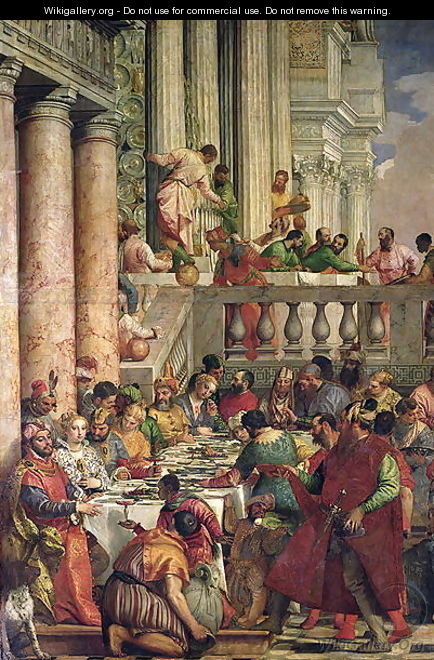 The Marriage Feast at Cana, detail of the left hand side, c.1562 - Paolo Veronese (Caliari)