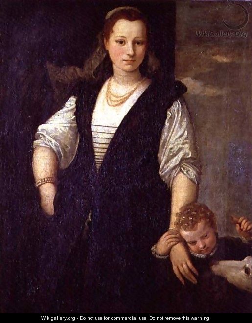 Portrait of a Woman with a Child and a Dog - Paolo Veronese (Caliari)