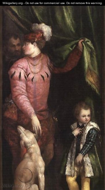 A youth with elegantly dressed boy and greyhound - Paolo Veronese (Caliari)