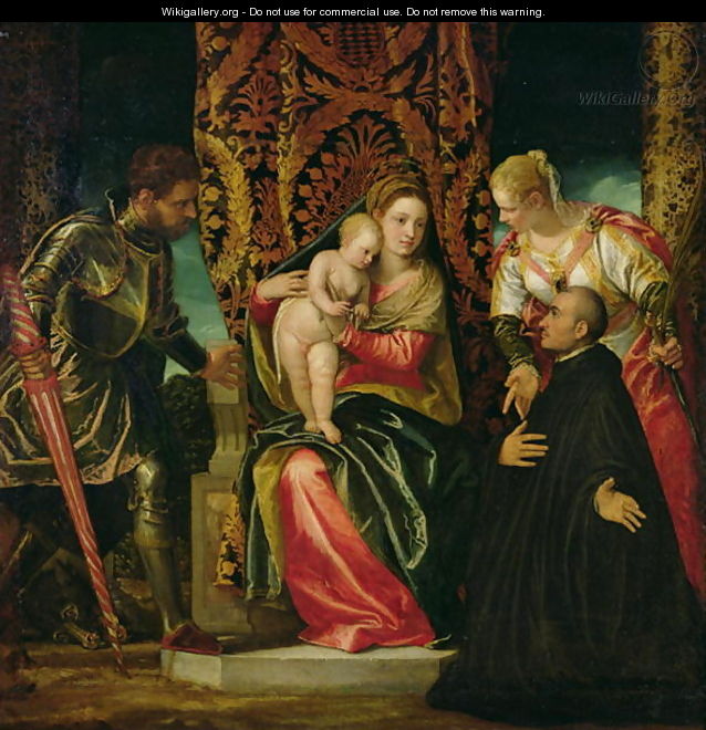 Virgin and Child between St. Justine and St. George, with a Benedictine monk - Paolo Veronese (Caliari)