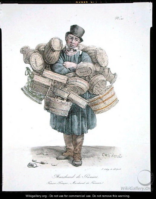 The Basket Seller, number 21 from The Cries of Paris series, published c.1820 - Carle Vernet