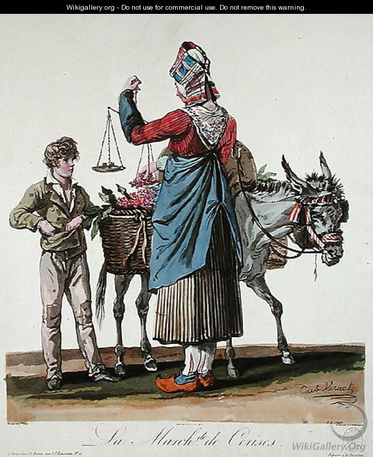 The Cherry Seller, engraved by Philibert Louis Debucourt 1755-1832 - Carle Vernet