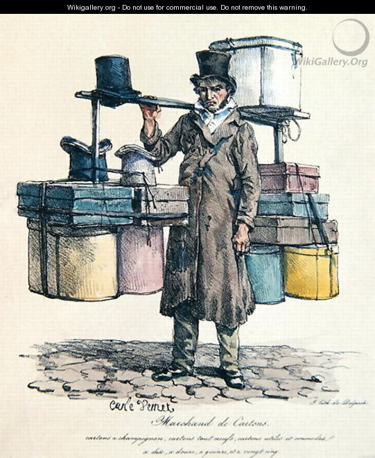 Hatbox seller, engraved by Francois Seraphin Delpech 1778-1825, c.1820 - Carle Vernet