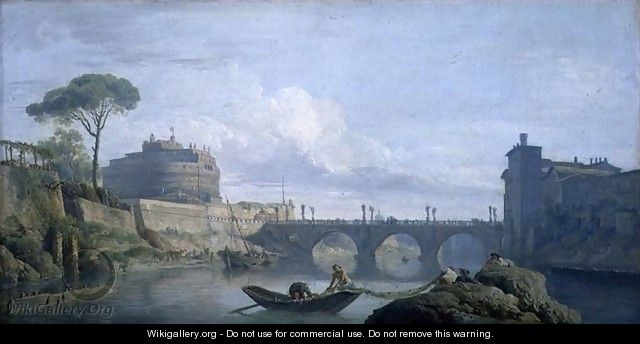 View of the Bridge and Chateau of St. Angelo, Rome, c.1748 - Claude-joseph Vernet
