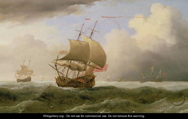 An English Ship Close-hauled in a Strong Breeze - Willem van de, the Younger Velde