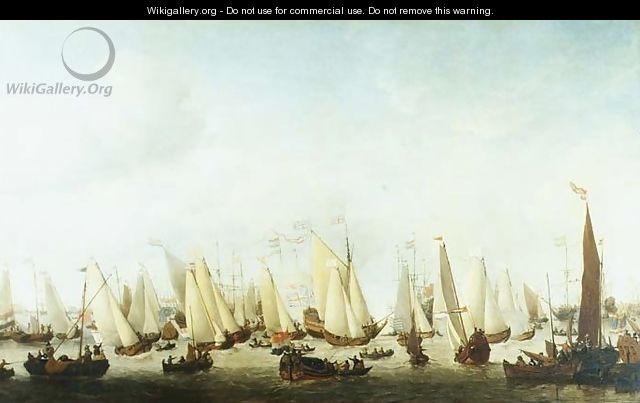 Embarkation of Charles II at Scheveningen, 1660 - Willem van de, the Younger Velde