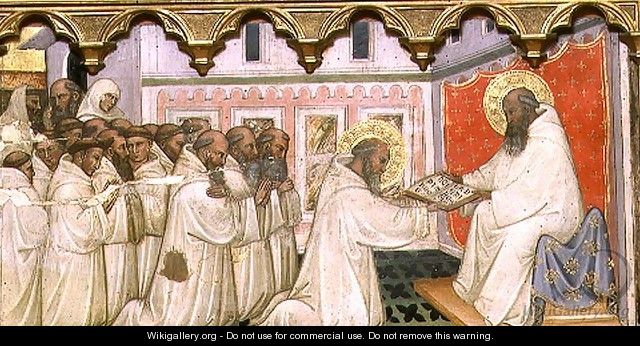 St. Benedict hands over the Rule of the New Order to the Monks of Monte Cassino - Turino Vanni