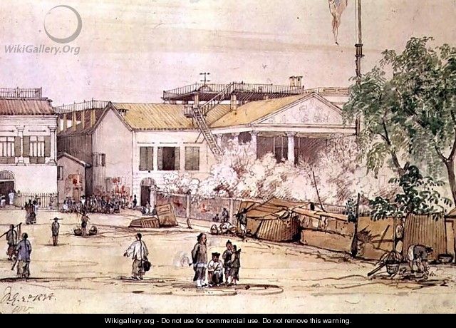 The British Factory on Hog Lane, Canton, 1838 - Werner Varnham