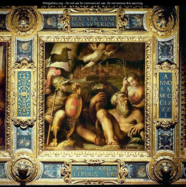 Allegory of the town of Arezzo, from the ceiling of the Salone dei Cinquecento, 1565 - Giorgio Vasari