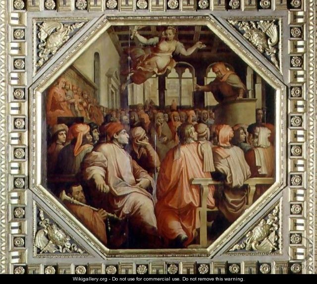 Prayer of Antonio Giacomini for the war with Pisa from the ceiling of the Salone dei Cinquecento, 1565 - Giorgio Vasari