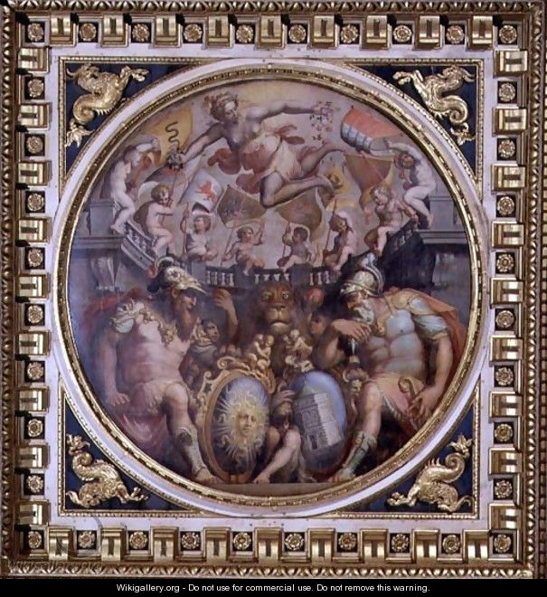 Allegory of the districts of San Giovanni and Santa Maria Novella from the ceiling of the Sala dei Cinquecento, 1565 - Giorgio Vasari