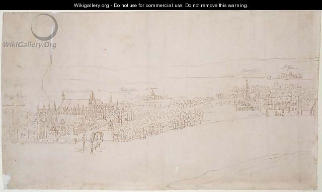 Westminster Palace, from The Panorama of London, c.1544 - Anthonis van den Wyngaerde