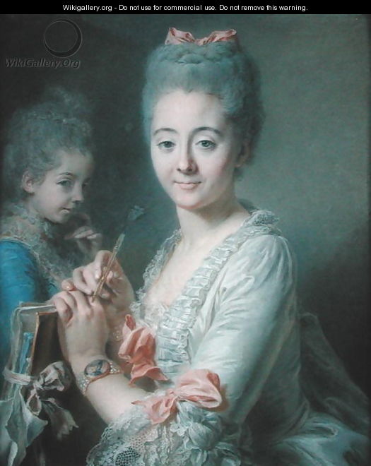 Madame Theodore Lacroix Drawing a Portrait of her Daughter, Suzanne Felicite - Jean Valade