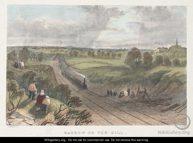 Harrow on the Hill, engraved by W. Radclyffe - L. Wrightson