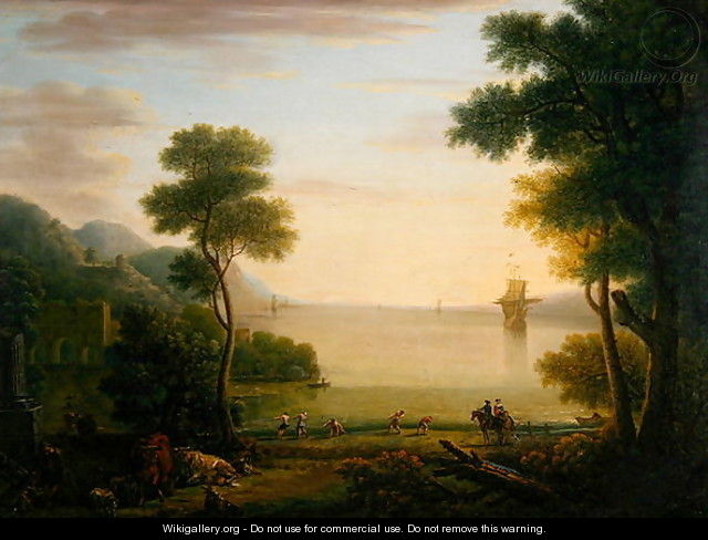 Classical landscape with figures and animals, Sunset, 1754 - John Wootton