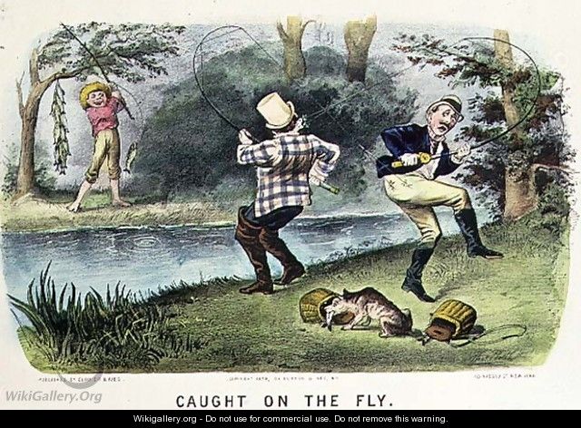 Caught on the Fly, pub. by Currier and Ives, New York, 1879 - Thomas Worth