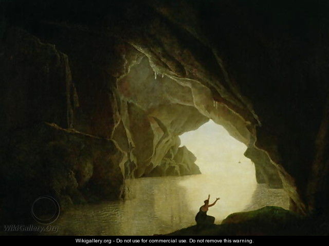 A Grotto in the Gulf of Salernum, with the figure of Julia, banished from Rome, exh. 1780 - Josepf Wright Of Derby