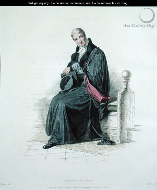 Master of Arts, engraved by J. Agar, published in R. Ackermanns History of Oxford, 1814 - Thomas Uwins