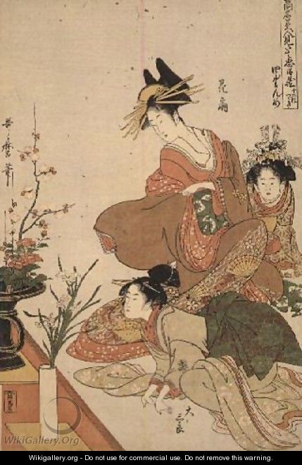 Scene 4, Comparison of celebrated beauties and the loyal league, c.1797 - Kitagawa Utamaro