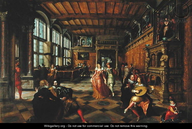 Scene of a Ball in a Flemish Interior - Hans Vredeman de Vries