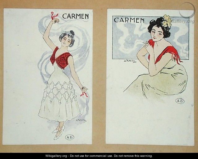 Two postcards depicting Carmen, from the opera of the same name, c.1900 - A. Utrillo