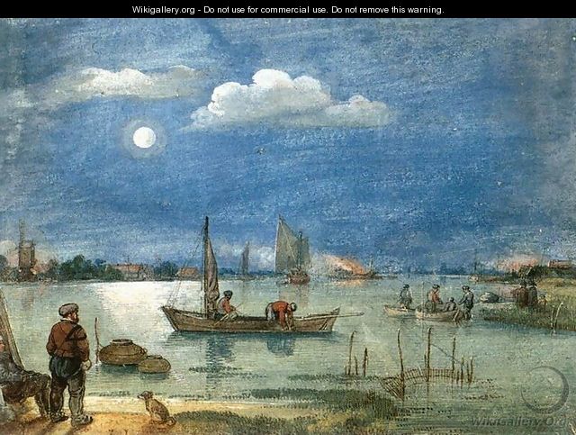 Fishermen By Moonlight 1620s - Hendrick Avercamp