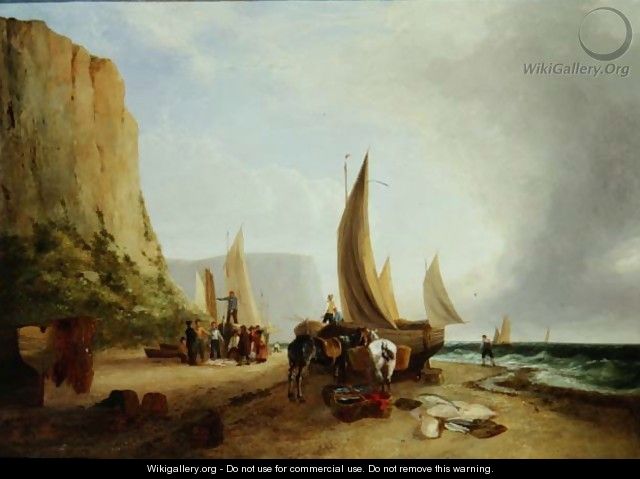 Fishermen unloading their catch - George Vincent
