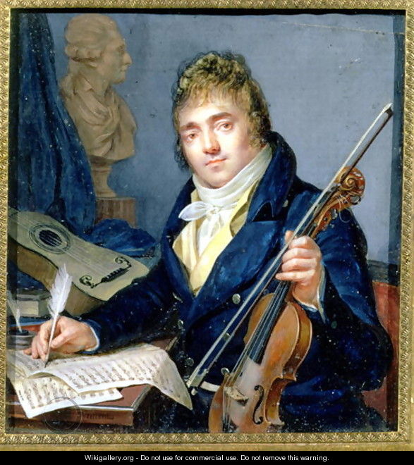 Portrait of a Composer, with his Violin and Score - Francois Elie Vincent
