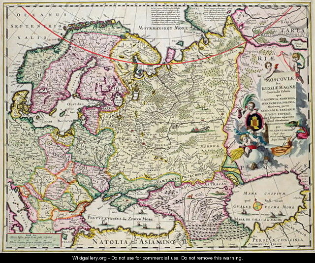 Map of Asia Minor showing Norway, Sweden, Denmark, Lapland, Poland, Turkey, Russia and the Moscow region, c.1626 - Nicolaes (Claes) Jansz Visscher