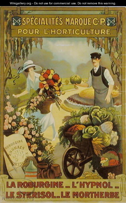 Poster advertising horticulture products with the mark, C.P. - Raoul Vion