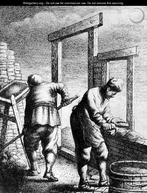 Bricklayers, from a series depicting trades and professions, c.163 - Jan Georg van Vliet