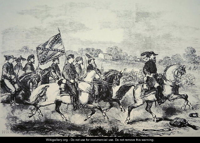 J.E.B. Stuart leading his men on the famous four day ride through enemy territory in June 1862 - Frank Vizetelly