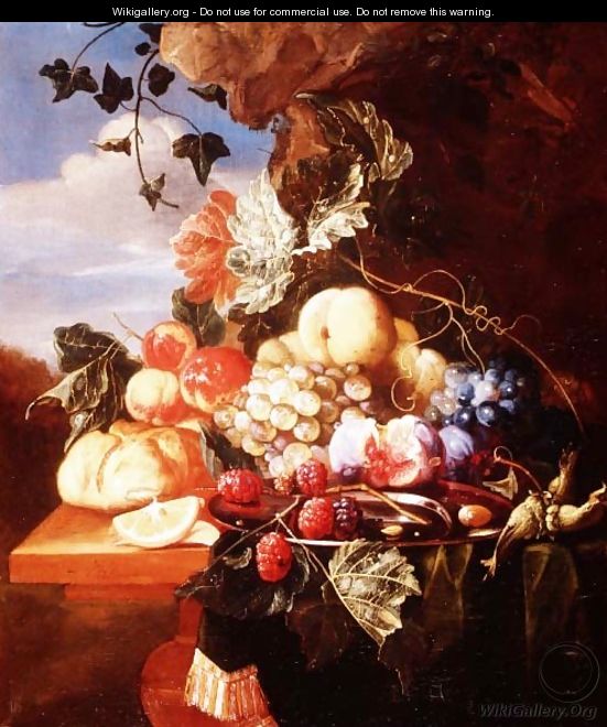 Still life with fruit and flowers - Arie de Vois