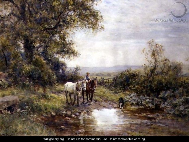 Horses by a Stream - Ernest Albert Waterlow