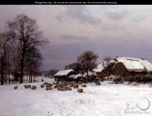 Sheep in a Winter Landscape - Ernest Albert Waterlow