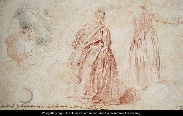 Rear View of Two Women and the Head of a Woman, 1723 - (after) Watteau, Jean Antoine
