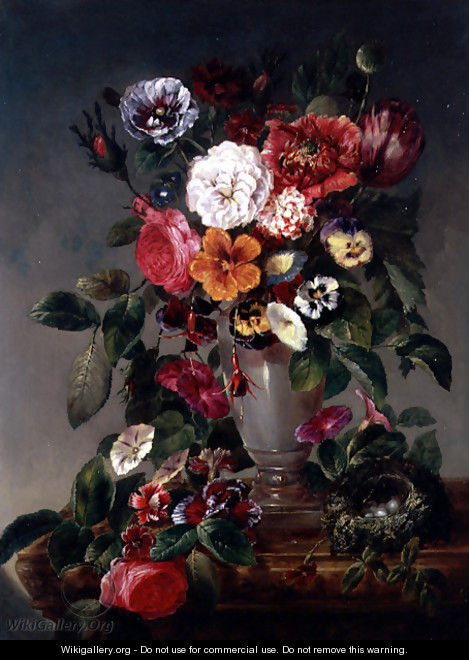Still Life of Various Flowers in an Urn - James Charles Ward