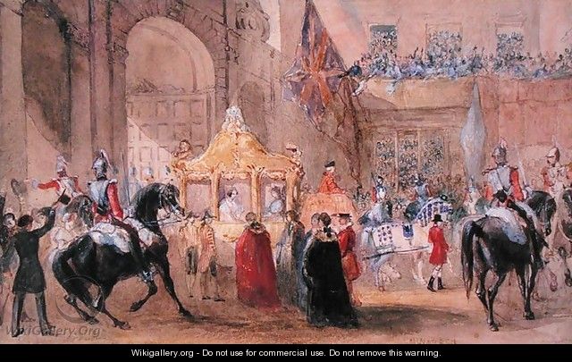 The Lord Mayor Standing Ready to Greet Queen Victoria (1819-1901) at Temple Bar in 1837 - Henry Warren