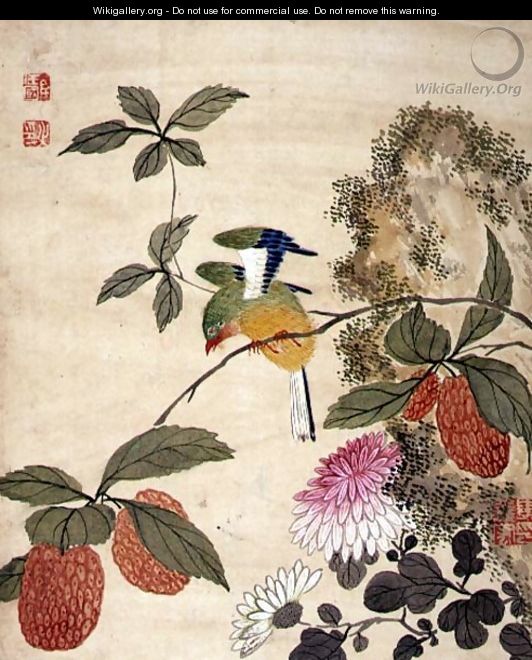One of a series of paintings of birds and fruit, late 19th century 7 - Guoche Wang