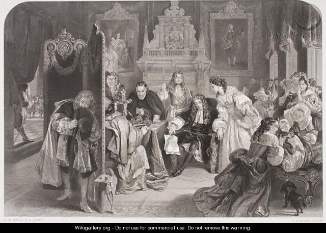 James II (1633-1701) receiving news of the landing of the Prince of Orange, engraved by F.A. Heath - (after) Ward, Edgar Melville