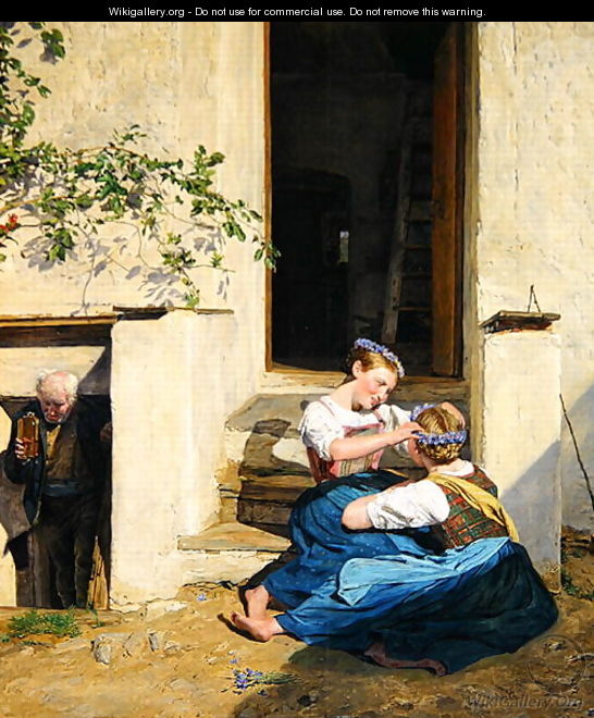 Girls making garlands, 1846 - Ferdinand Georg Waldmuller