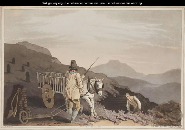 The Peat Cart, from The Costume of Yorkshire, engraved by Robert Havell, 1814 - (after) Walker, George