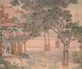 Building with figures from an album of Figures, Landscape and Architecture, 1740 - Yuan Yao