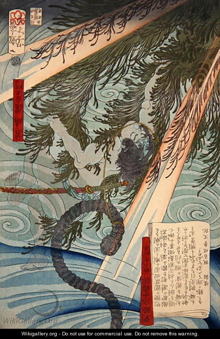 Wakashima Gonemon and the Bell, from Tales of the floating world on eastern brocade, 1867 - Tsukioka Yoshitoshi