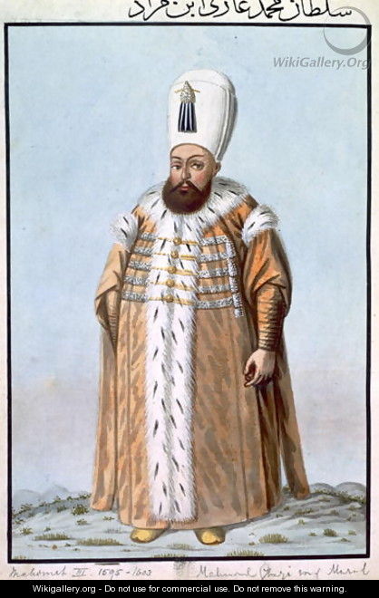 Mahomet (Mehmed) III (1566-1603) Sultan 1595-1603, from A Series of Portraits of the Emperors of Turkey, 1808 - John Young