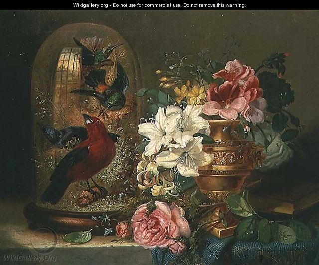 Still Life with Flowers and Birds - William John Wainwright