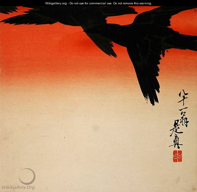 Crows in Flight at Sunrise, 1888 - Shibata Zeshin