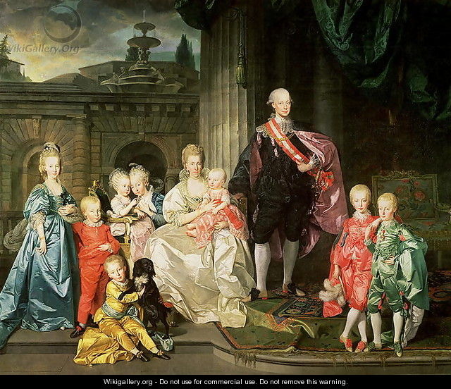 Leopold I, Grand-duke of Tuscany (1747-92) (later Leopold II, Emperor of Austria, 1790-92) with his wife Maria Ludovica and their children including Franz (later Emperor Franz II), 1776 45 Leopold II of Austria (1747-92) with his wife Maria Ludovica an - Johann Zoffany