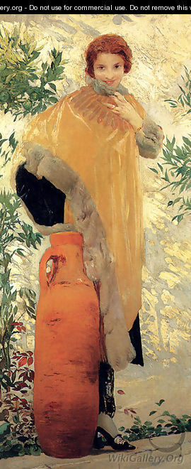 Portrait Of A Lady By An Urn - Giulio Artistide Sartorio