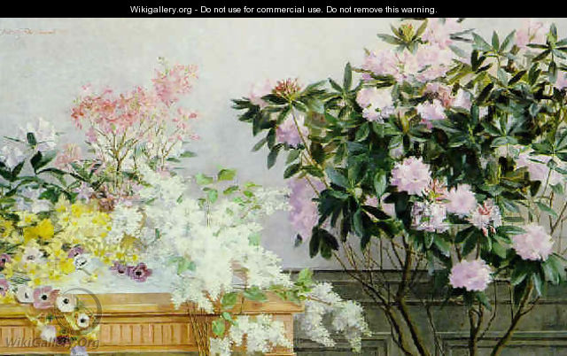 Spring flowers in an interior - Johanne Nicoline Louise Frimodt
